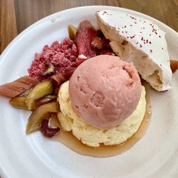 Aventino Cucina - Rhubarb Meringata - Whipped Vanilla Mascarpone, Poached Rhubarb, Pink Peppercorn Meringue, Rhubarb Sorbetto - Italian Near Me - Bethesda, Maryland Aventino Cucina - Rhubarb Meringata - Whipped Vanilla Mascarpone, Poached Rhubarb, Pink Peppercorn Meringue, Rhubarb Sorbetto - Italian Near Me - Bethesda, Maryland