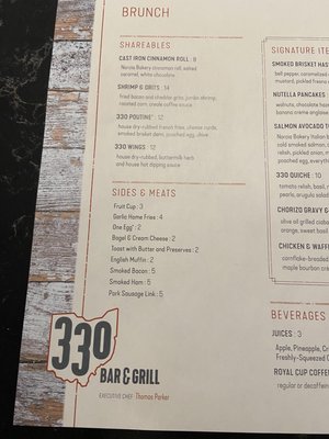Menu photo 6 330 Bar & Grill Canton, OH