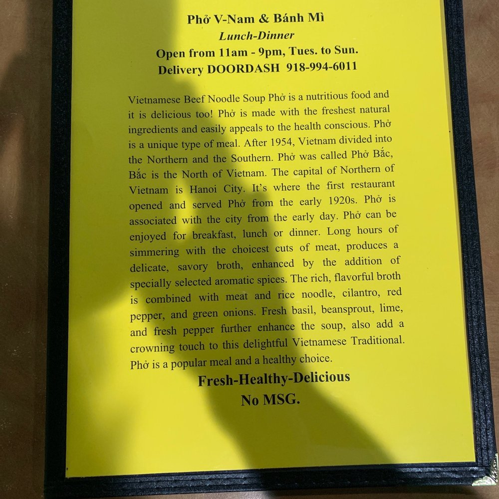 Pho V-Nam - Description - Vietnamese Near Me - Tulsa, Oklahoma Pho V-Nam - Description - Vietnamese Near Me - Tulsa, Oklahoma