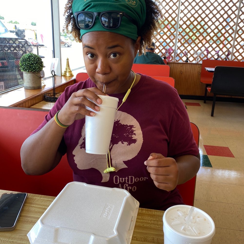 Nene's Table - Wife enjoying her fresh brewed sweat tea! - American Near Me - Alto, Texas