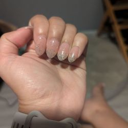 Nails & Lash Boutique - Full set with glitter. Love the shape!