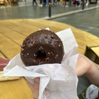 Dough - Chocolate Doughnut with Cocoa Nibs - Coffee & Tea Near Me - New York, New York Dough - Chocolate Doughnut with Cocoa Nibs - Coffee & Tea Near Me - New York, New York