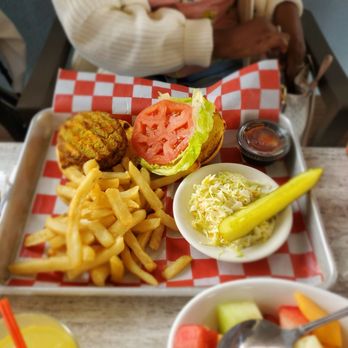 Bourbon Street - Veggie Burger with Fries and Coleslaw - Cajun/Creole Near Me - Bayside, New York Bourbon Street - Veggie Burger with Fries and Coleslaw - Cajun/Creole Near Me - Bayside, New York