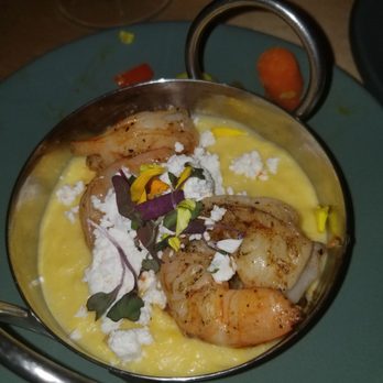 AMBAR Restaurant, Clarendon - Shrimp with corn puree - Modern European Near Me - Arlington, Virginia