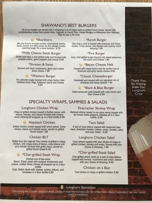 Menu photo 4 Longhorn Saloon Shawano, WI