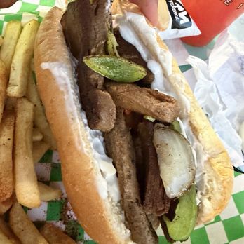 Orange County Fairgrounds - Vegan Philly Cheesesteak without the cheese from the Vegging Out vegan booth. Delicious! - Amusement Parks Near Me - Costa Mesa, California