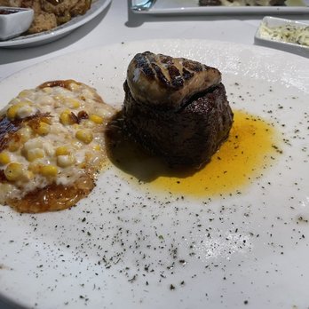 Steak 48 - Petite Filet Mignon* ** with Foie Gras* ** and Corn Crème Brûlée - Steakhouses Near Me - Houston, Texas