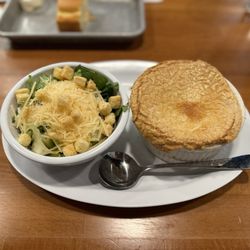 Salad and chicken pot pie