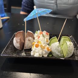 Chocolate and Green Tea mochi