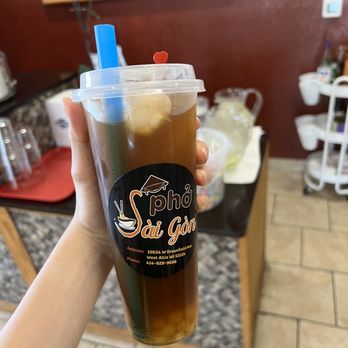 Pho Saigon - 12. Lychee Tea  w white/crystal boba and lychee on the top - Vietnamese Near Me - West Allis, Wisconsin