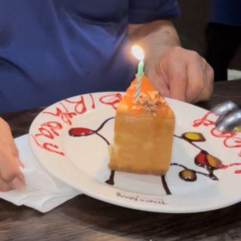 Texas de Brazil - Miami Dolphin Mall - Candle, Happy Birthday design, dessert was delish-ending our meal on a high note. - Steakhouses Near Me - Miami, Florida