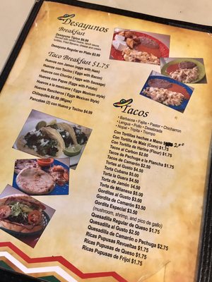 Menu photo 5 Tacos La Balita Houston, TX