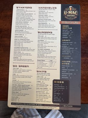 Menu photo 1 U-MAC Tavern Allentown, PA