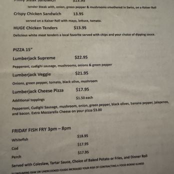 Lumberjack Tavern - The Lumberjack Tavern Menu II 7.5.25 - Bars Near Me - Big Bay, Michigan