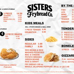 Creek Travel Stores- Poarch - Sisters Frybread Co. lunch/dinner menu