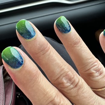 Daniel Nail Spa - Hombre yellow and blue nails in support of Ukraine. - Nail Salons Near Me - Menifee, California