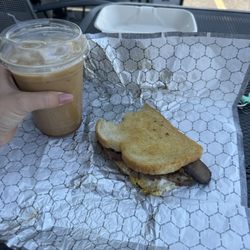 Brew Crew - Brisket sandwich and caramel latte