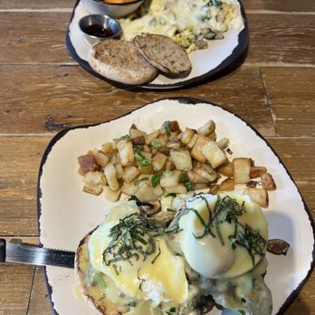 Egg Harbor Cafe - Joe's Healthy Scrambler (top) + Farmer's Market Benedict (bottom) - Breakfast & Brunch Near Me - Chicago, Illinois Egg Harbor Cafe - Joe's Healthy Scrambler (top) + Farmer's Market Benedict (bottom) - Breakfast & Brunch Near Me - Chicago, Illinois