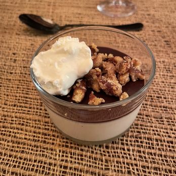 Perfect Little Bites - Malted Milk Pot de Creme with chocolate ganache and pretzel crumble. - Personal Chefs Near Me Perfect Little Bites - Malted Milk Pot de Creme with chocolate ganache and pretzel crumble. - Personal Chefs Near Me