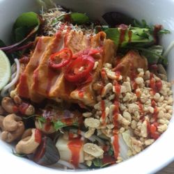 Pineana Avalon - The Malay hot noodle bowl with sriracha on top. Yummy!