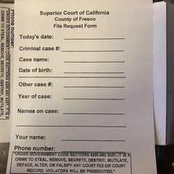 Superior Court Of CA County Of Fresno Archives Division - This info is needed to get started with your records request.