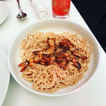 AnQi Bistro - An's Famous Garlic Noodles with Grilled Prawns - Asian Fusion Near Me - Costa Mesa, California AnQi Bistro - An's Famous Garlic Noodles with Grilled Prawns - Asian Fusion Near Me - Costa Mesa, California