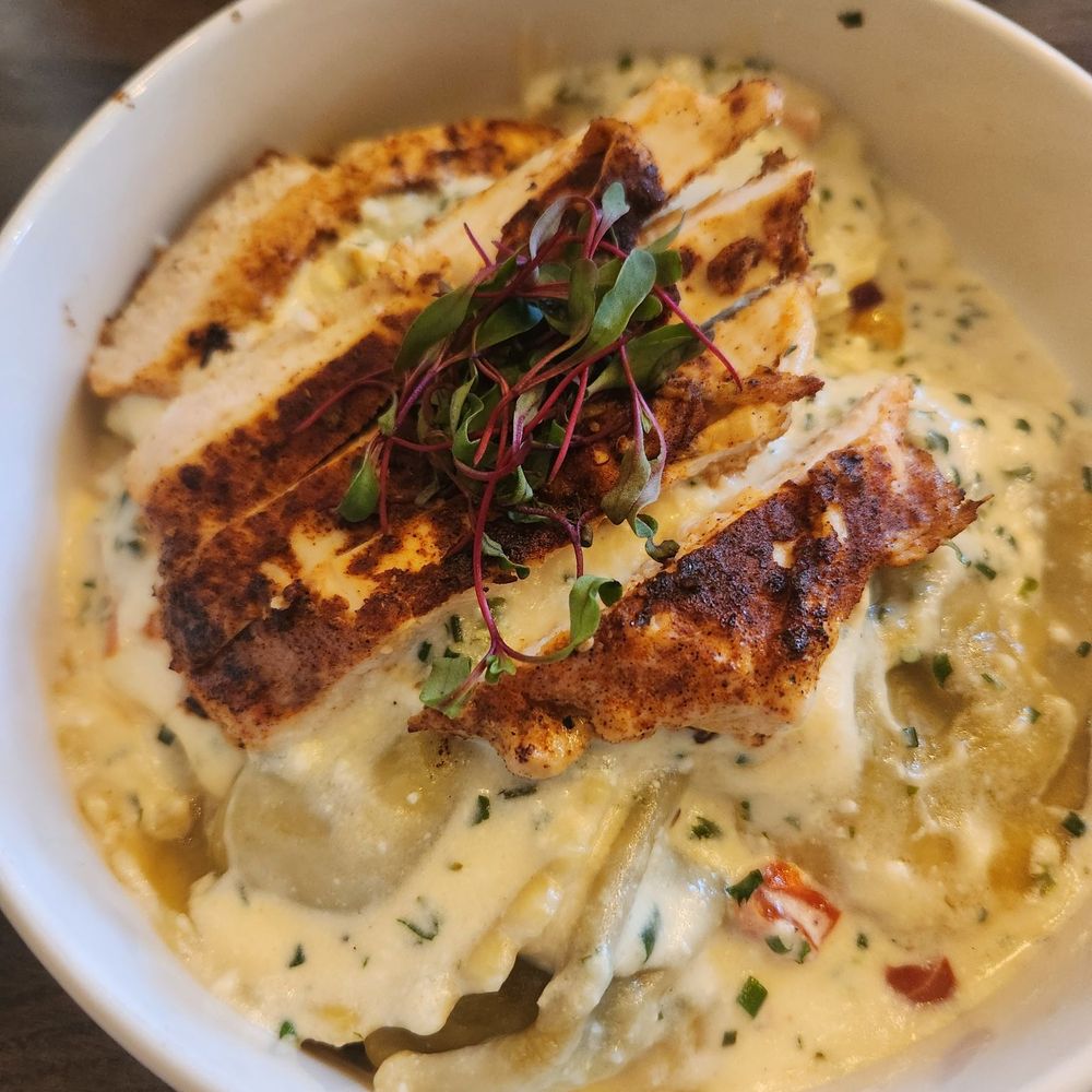 The Industry - Blackened chicken and ravioli - Cocktail Bars Near Me - Akron, Ohio