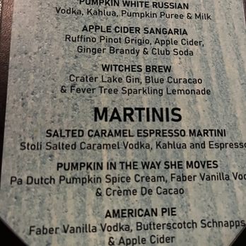 The Bebop - Martini menu - Irish Pub Near Me - Boston, Massachusetts
