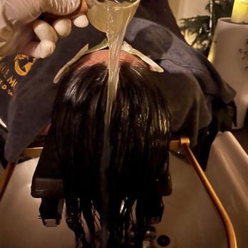 Blue Moon Head Spa - These are all the different products that they used on our scalp my hair feels so amazing! - Massage Near Me - Orange, California