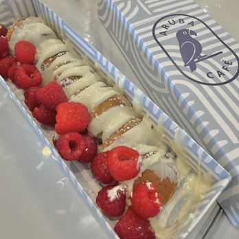 Aruba Cafe - White chocolate raspberry mini pancakes - yum! - Cafes Near Me - Peoria, Arizona