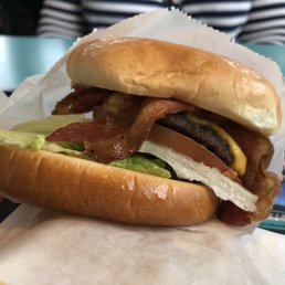 bacon, cheese, lettuce, and tomato