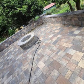 Chalk Line Design & Construction - a brick patio with a fire pit - Masonry/Concrete Near Me Chalk Line Design & Construction - a brick patio with a fire pit - Masonry/Concrete Near Me