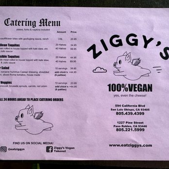 Ziggy's - Menu November 2024 - Vegan Near Me - San Luis Obispo, California Ziggy's - Menu November 2024 - Vegan Near Me - San Luis Obispo, California