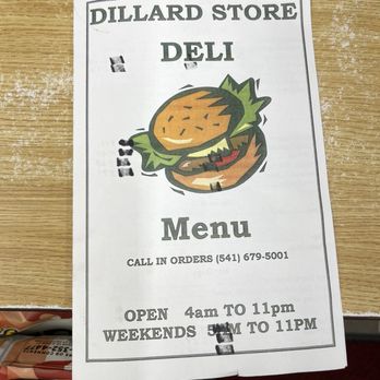 Dillard Store and Deli - Menu 12/7/23 - Delis Near Me - Winston, Oregon