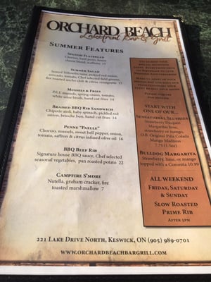 Menu photo 2 The Beach Lakefront Bar & Grill Keswick, ON Menu photo 2 The Beach Lakefront Bar & Grill Keswick, ON