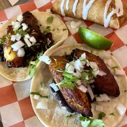 Beef empanada with plantain and black bean tacos Beef empanada with plantain and black bean tacos