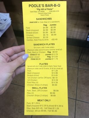 Menu photo 3 Poole's Bar-B-Q East Ellijay, GA