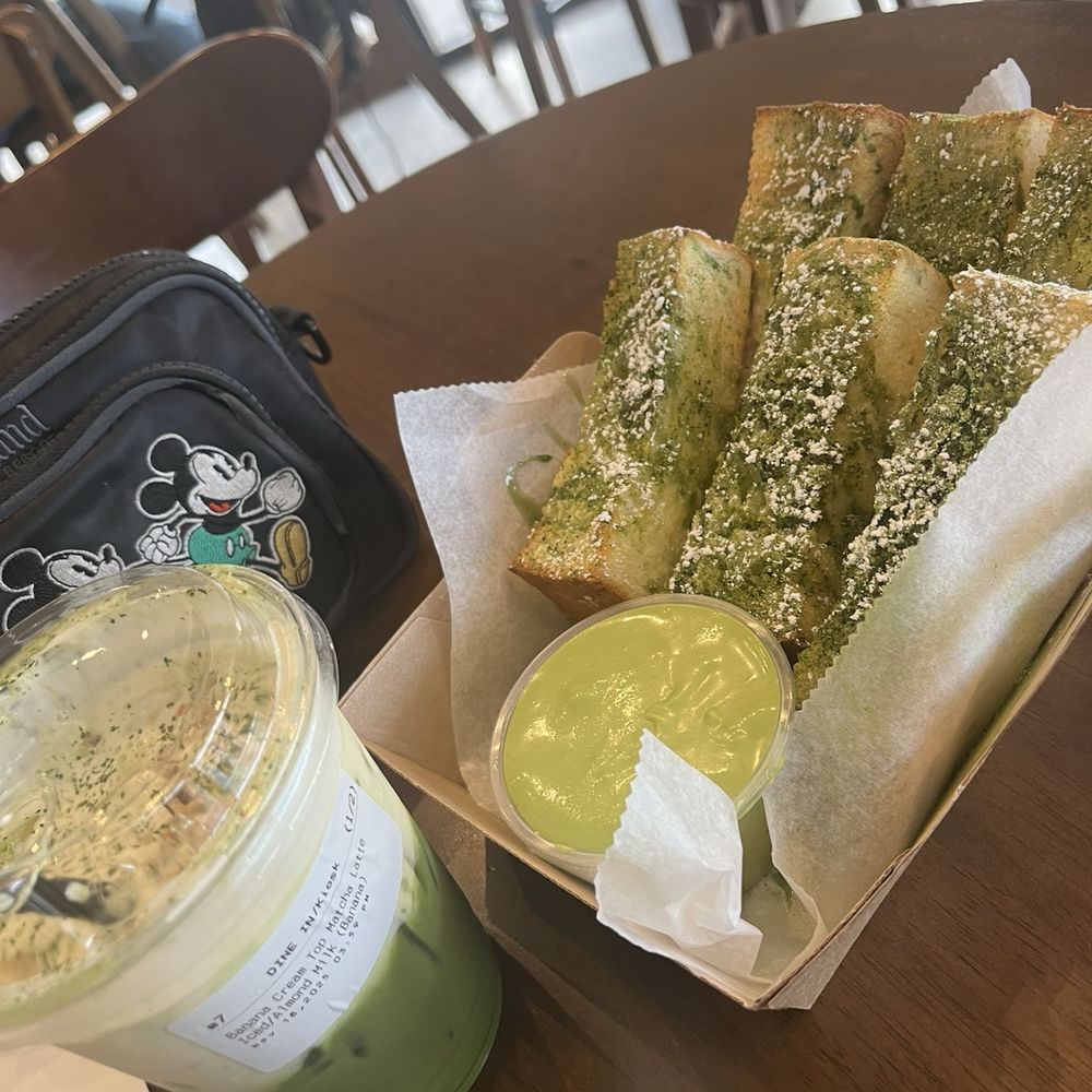 Auria Coffee - Banana cream matcha latte & honey sticks with matcha cream - Desserts Near Me - Buena Park, California