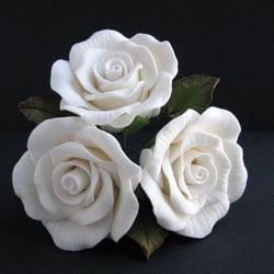 Gum Paste Flower Store - 3 Veined Rose Spray - http://www.gumpasteflowerstore.com/veinedrose.html