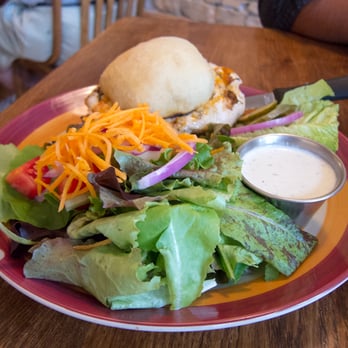 The Farm Bistro - Harissa Grilled Chicken Sandwich with side salad - American Near Me - Cortez, Colorado The Farm Bistro - Harissa Grilled Chicken Sandwich with side salad - American Near Me - Cortez, Colorado