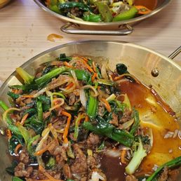 Bulgogi and Spicy Gangum beef.