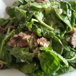 Spinach salad with candied pecans. Spinach salad with candied pecans.