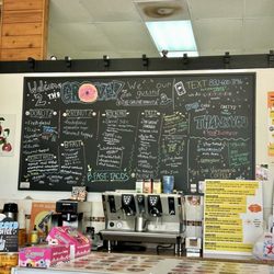 The Grove Donutz & Deli - Elegant menu and all the donuts picture are on top of the counter. Easy to order your favorite donuts