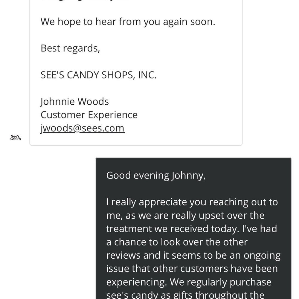 See's Candies - I replied 2/8, same day, they read the message and NEVER contacted me after that. - Chocolatiers & Shops Near Me - Oakland, California See's Candies - I replied 2/8, same day, they read the message and NEVER contacted me after that. - Chocolatiers & Shops Near Me - Oakland, California
