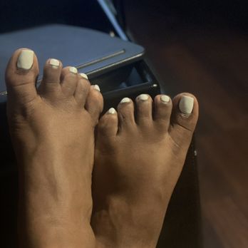 Beauty Lounge Spa - Pedi by Helen.  White with sparkles - Nail Salons Near Me - Carson, California