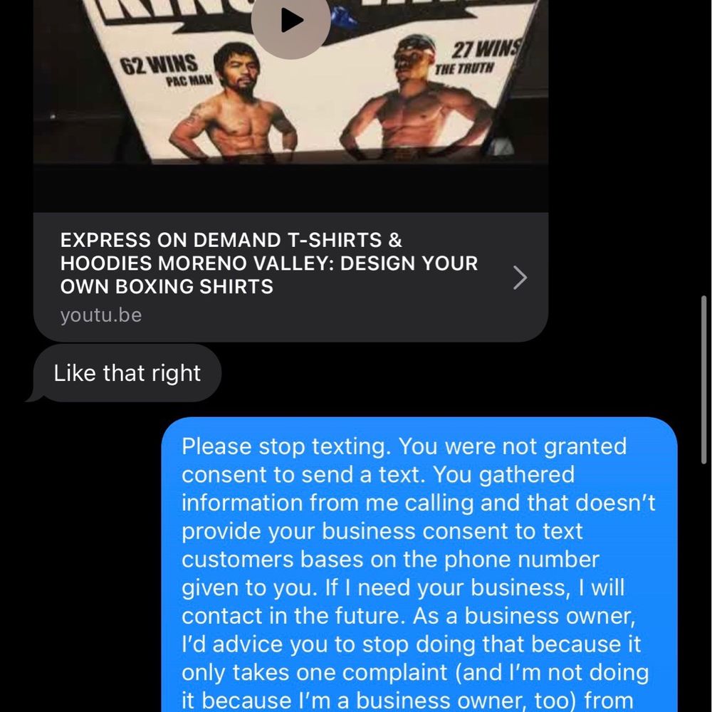 Express Custom Screen Printing Services - Asked him to stop. - Screen Printing/T-Shirt Printing Near Me - Moreno Valley, California Express Custom Screen Printing Services - Asked him to stop. - Screen Printing/T-Shirt Printing Near Me - Moreno Valley, California