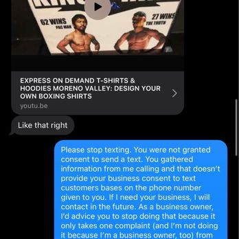 Express Custom Screen Printing Services - Asked him to stop. - Screen Printing/T-Shirt Printing Near Me - Moreno Valley, California