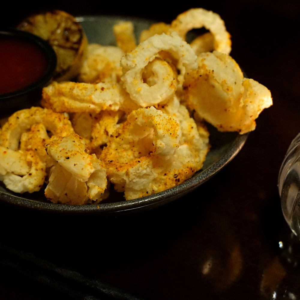 Mber London, Monument - Crispy Sesame Squid: homemade sweet chili sauce and slice of chard lime (£9.75). - Pan Asian Near Me - London, XGL