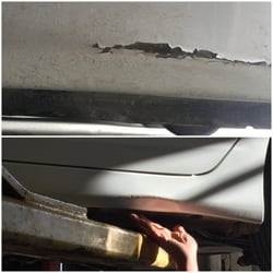 Mr Lube - This is a pic of damage to my car after I took it to the Pickering Mr.Lube to have my winter tires put on. Hoist dented the rocker panel!