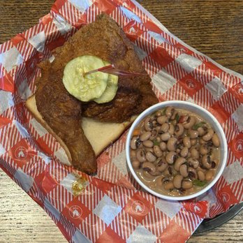 Hattie B's Hot Chicken - Memphis - Quarter Bird Dark Plate with Black Eyed Pea Salad - Chicken Shop Near Me - Memphis, Tennessee